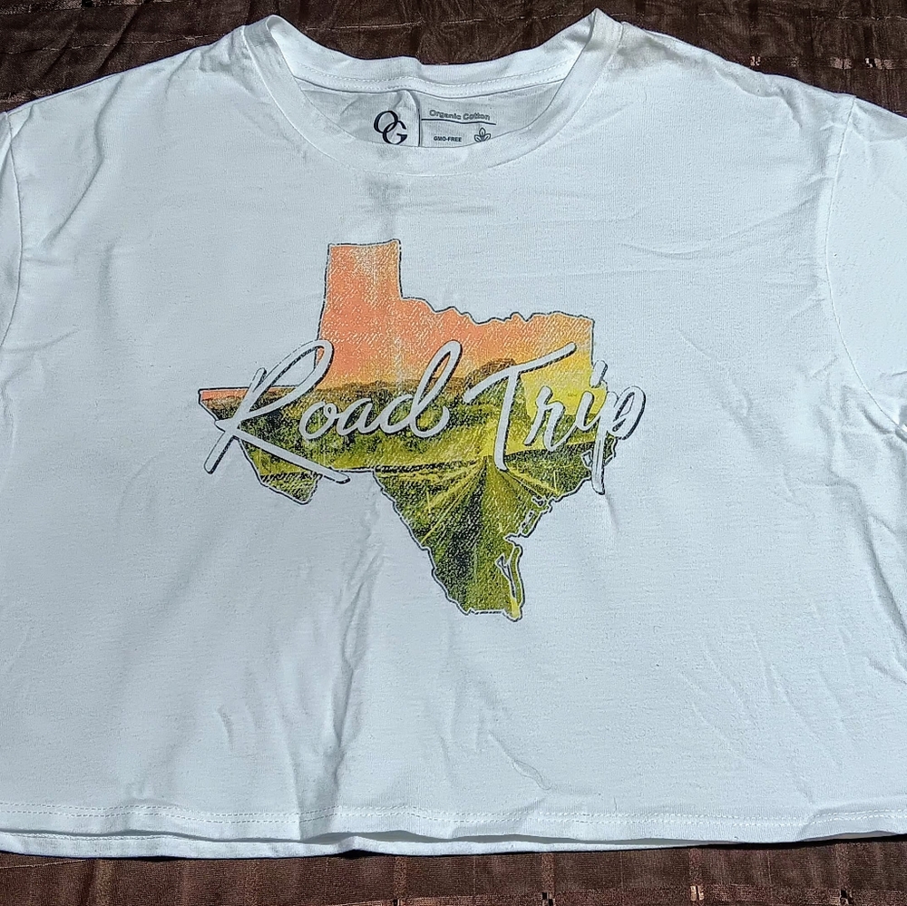 Texas Road Trip Crop Top - White